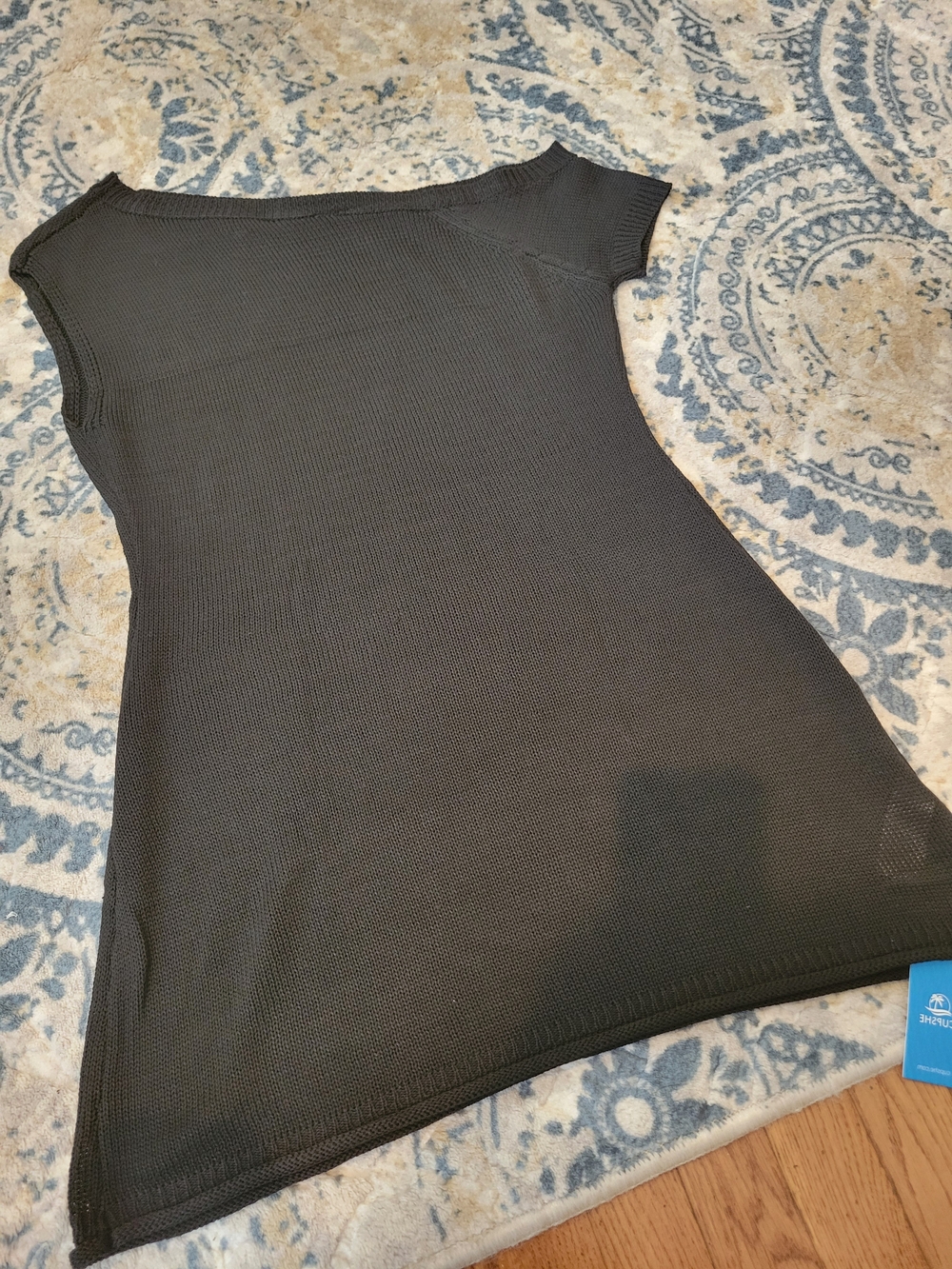 Cupshe Black Textured One-Shoulder Mini Dress Cover Up Swim NWT Large